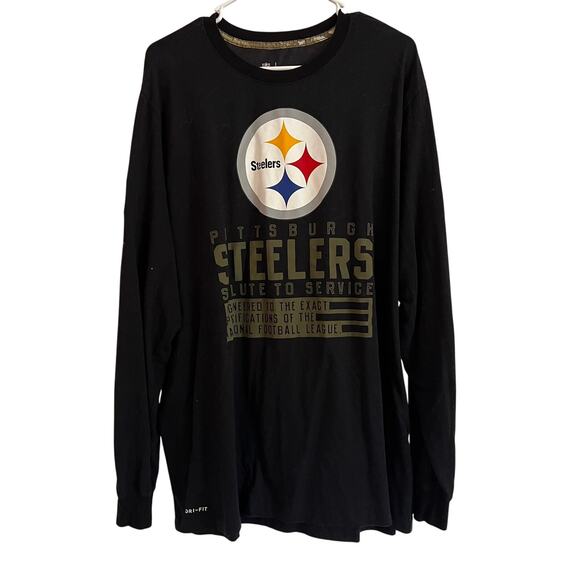 Nike Pittsburgh Steelers Dri-Fit Shirt Mens Size XXL Black Salute To Service - Picture 1 of 10